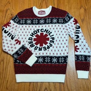 Red Hot Chili Peppers Sweater Mens Medium Ugly Christmas Snowflake Fair Isle‎